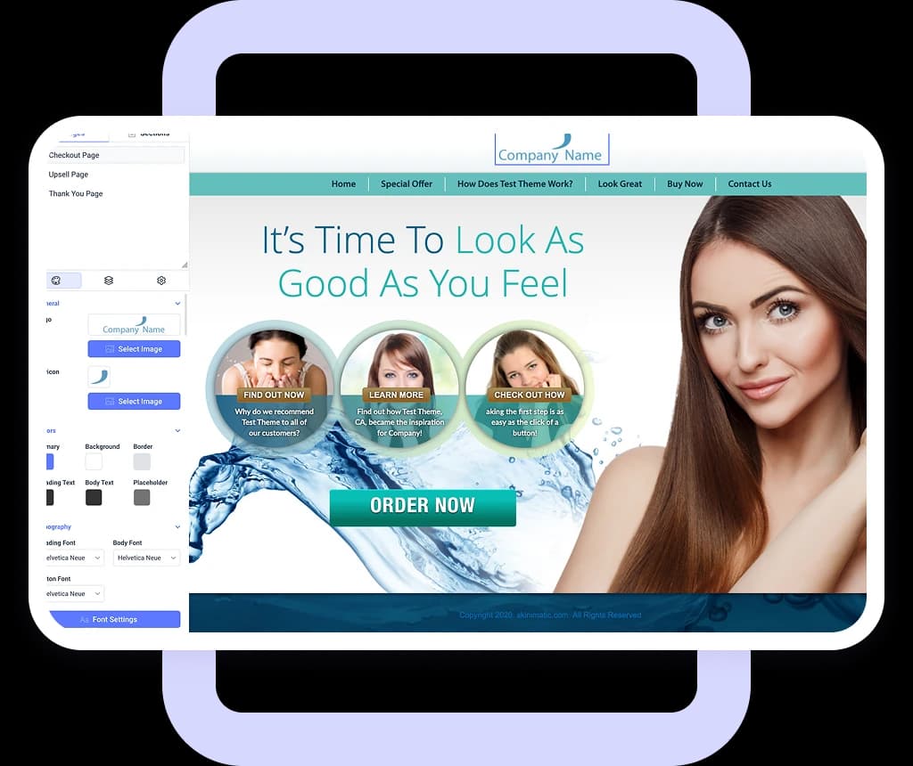 Drag and drop funnel builder preview