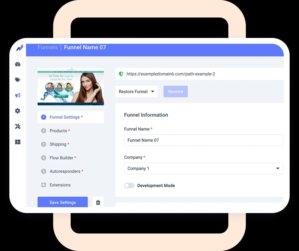 Simplified funnel dashboard preview