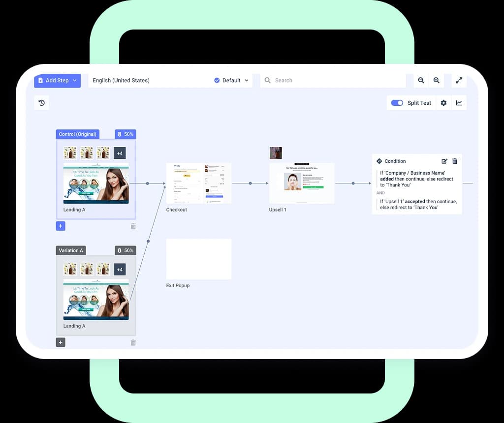 Built-in split testing preview